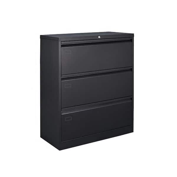 Tidoin 3-Tier Metal Storage Cabinet Locker with 3-Doors in Black