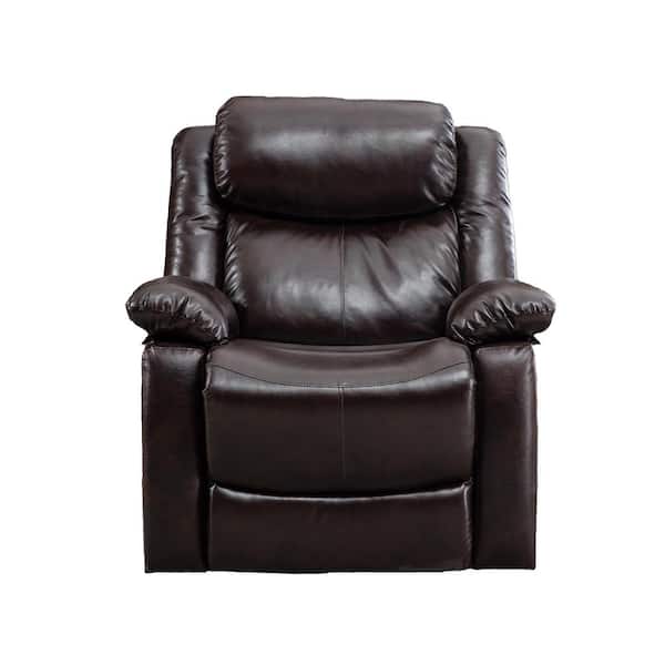 Spaco Brown PU Leather Manual Recliner Chair with Reclining Steel Rail  System (Set of 1) MB-WF199753AAD - The Home Depot