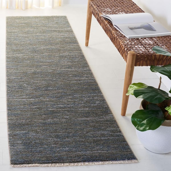 Lasa 2 ft. x 8 ft. Green/Gold Distressed Striped Runner Rug