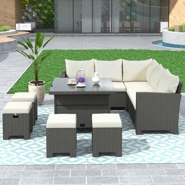 outdoor sectional with table and stools