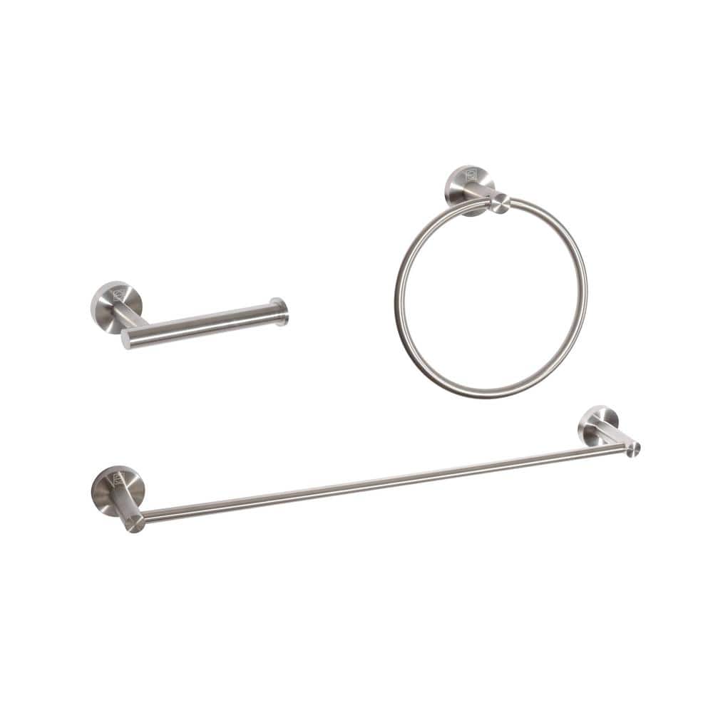 Timeless Home 3-Piece Bath Hardware Set with Mounting Hardware in Brushed N