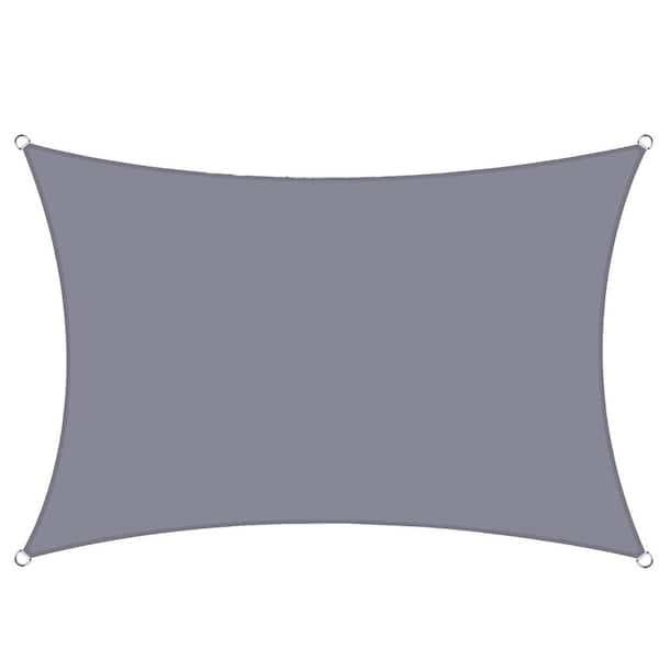 8 ft. x 10 ft. Gray Rectangle Sun Shade Sail for Backyard Deck Outdoor