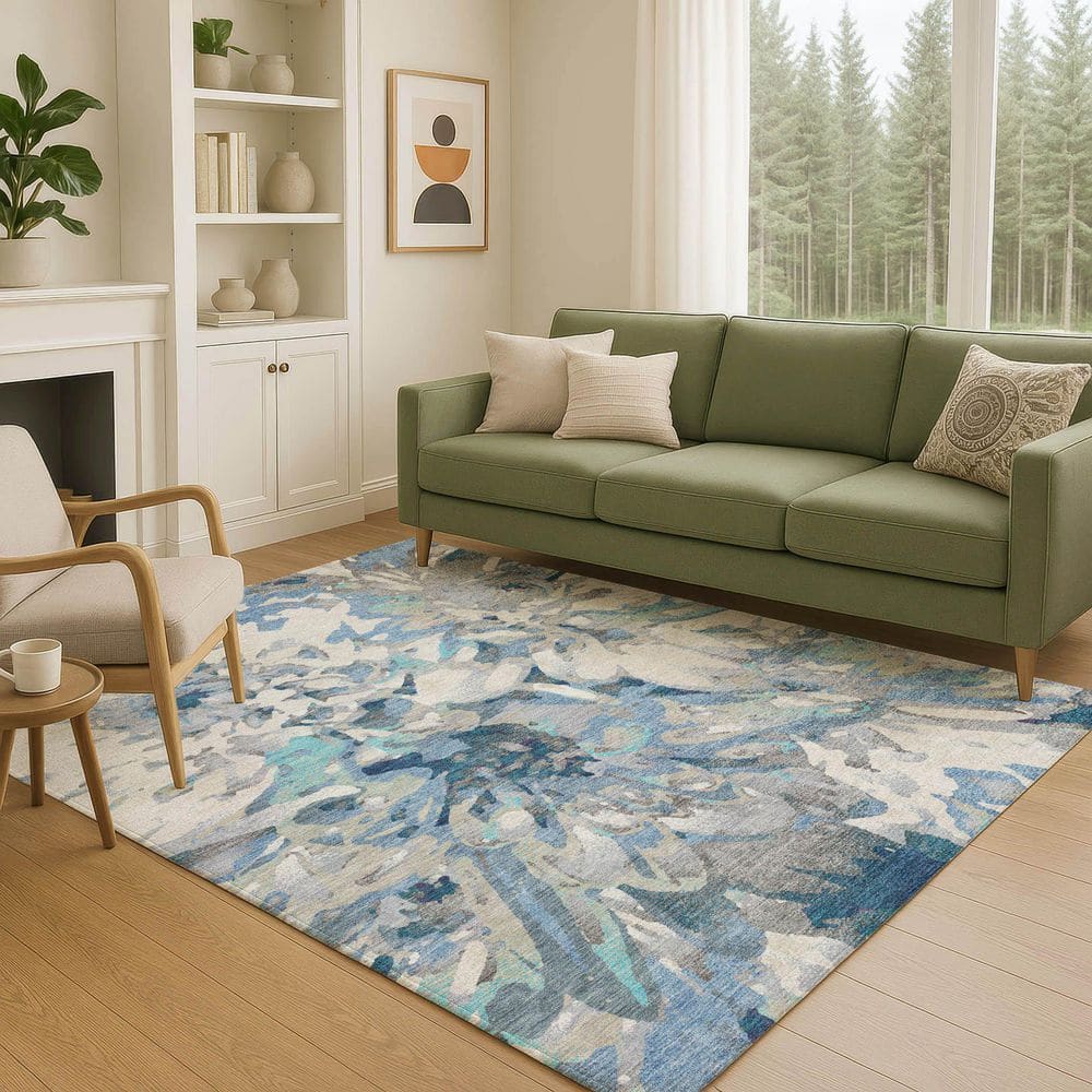 Chantille Machine Washable Indoor/Outdoor Abstract ACN2340 Denim 5 ft. x 7 ft. 6 in. Area Rug price history on PriceWatchPro