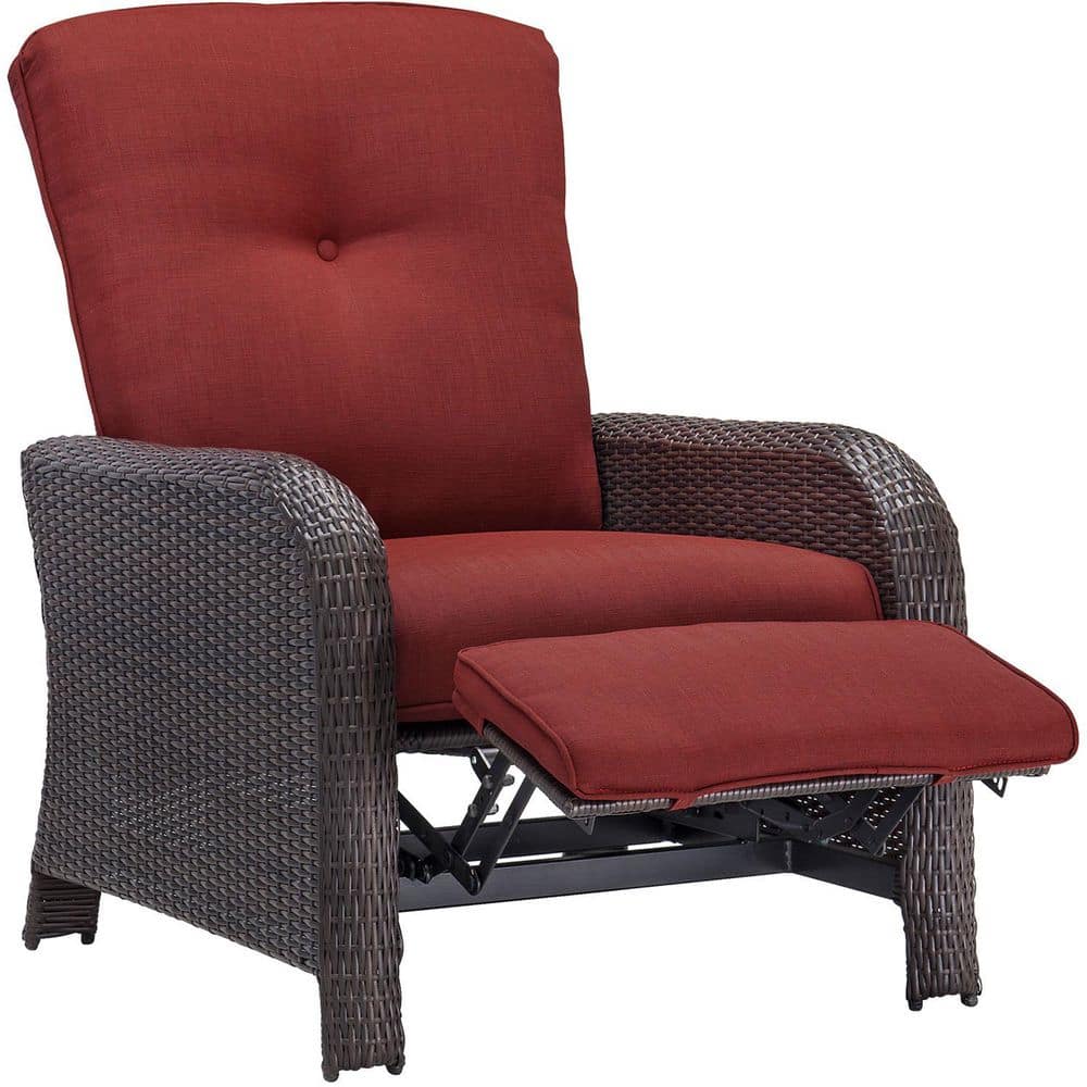 Strathmere Crimson Red Wicker and Steel Outdoor Recliner