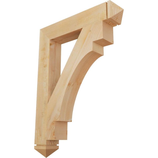 Ekena Millwork 6 in. x 48 in. x 36 in. Douglas Fir Merced Arts and Crafts Rough Sawn Bracket