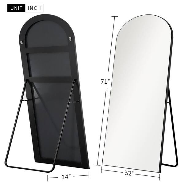Dovelina 71 in. x 31 in. Modern Arched Wood Framed Black