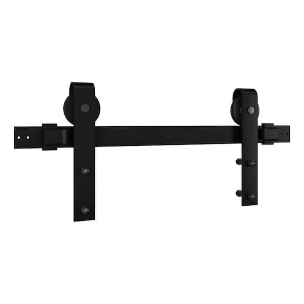 National Hardware 72 in. Designer Interior Decorative Barn Door Sliding Hardware Kit in Matte Black