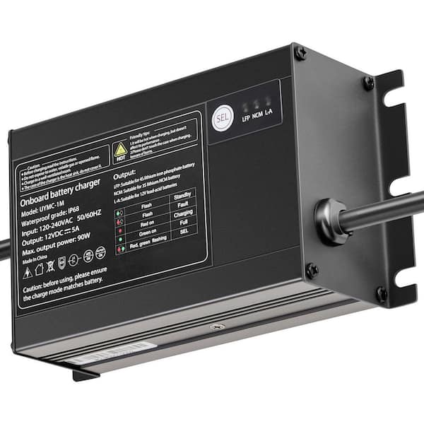Marine Battery Charger 1-Bank 5A 12V Onboard Boat Charger IP68 Waterproof Smart On-Board Battery Charger