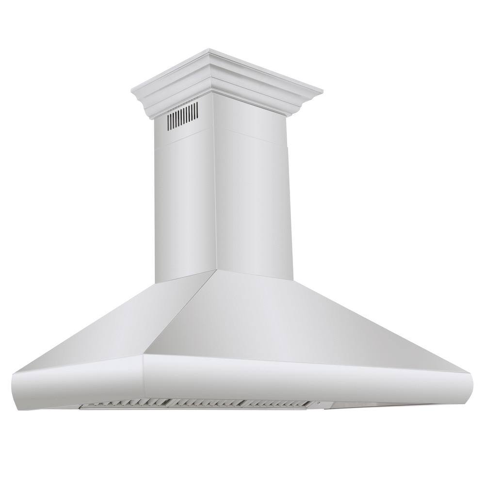 48 in. 500 CFM Convertible Vent Wall Mount Range Hood with Crown Molding in Stainless Steel
