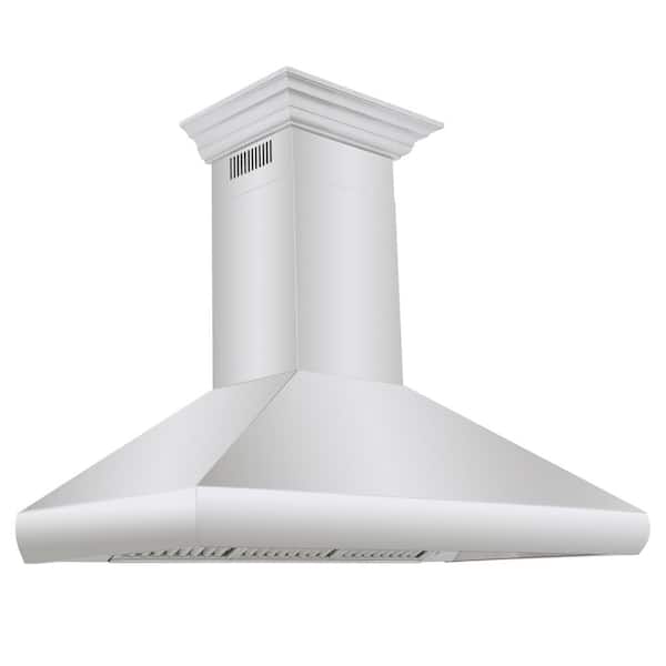 ZLINE Kitchen and Bath 48 in. 500 CFM Convertible Vent Wall Mount Range Hood with Crown Molding in Stainless Steel