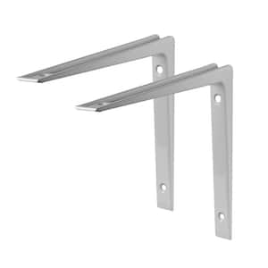 PURIST 11.8 in. Silver Aluminum Shelf Bracket Set of 2