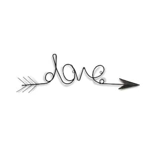 24.5 in. x 8.25 in. Dark Gray Dark Handcrafted Love Arrow Metal Wall Art 1-Piece