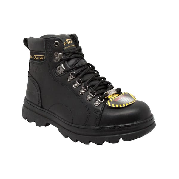 AdTec Men's Hiker Work Boots - Steel Toe - Black Size 13(W)