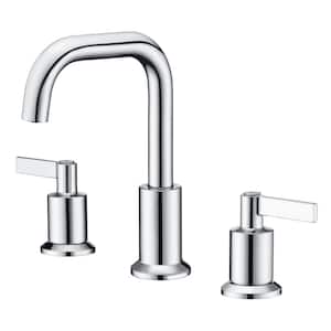Kree 8 in. Widespread 2-Handle Bathroom Faucet with Drain Assembly, Swivel Spout, Rust Resist in Polished Chrome