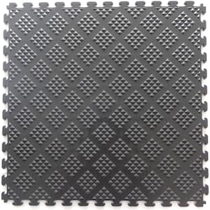 Multi-Purpose 18.3 in. x 18.3 in. Metallic Pewter PVC Garage Flooring Tile with Raised Diamond Pattern (6-Pieces)