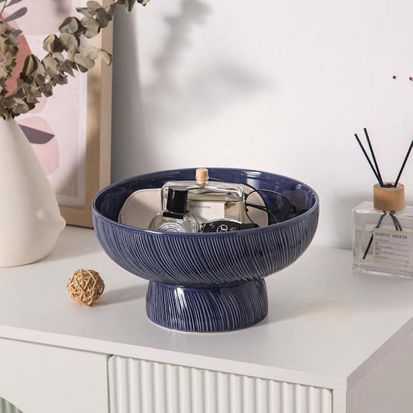 ブルーディナーボウル Blue Porcelain 11 in. x 6 in. Centerpiece Decorative Bowl, for
