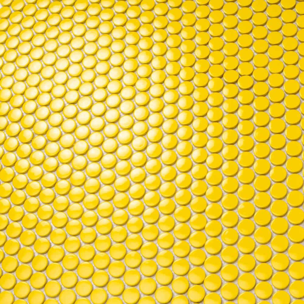 Cirkel 11.46'' Yellow Glossy Porcelain Mosaic Tile Sheet