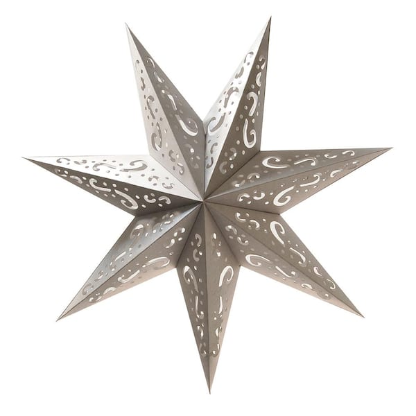 LUMABASE Paper Lantern Silver 7 Point Star (3- Pack)
