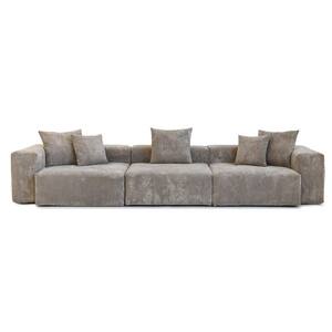 118.11 in. Square Arm Corduroy Velvet 4-Pieces Modular Free Combination Sectional Sofa with Ottoman in. Brown