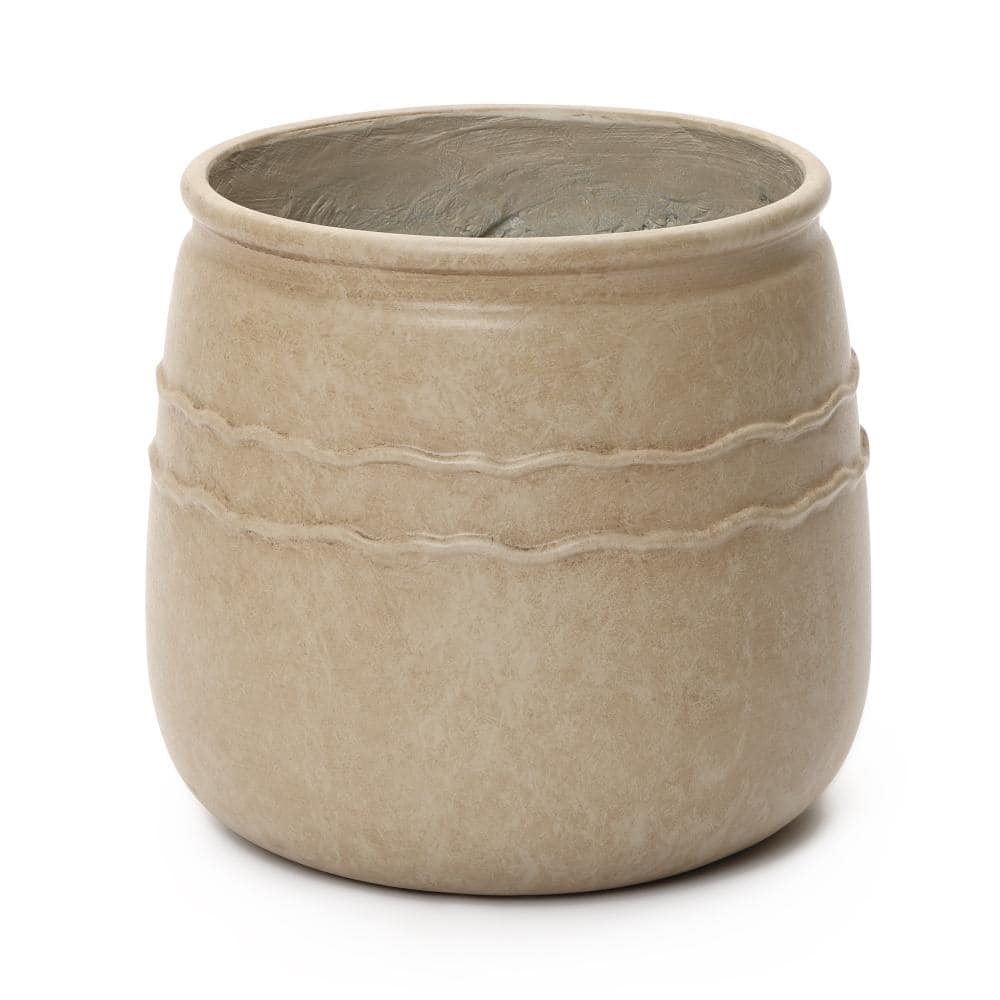 Sandstone Finish Fiber Clay Outdoor Planter with Wavy Ridges, Modern Neutral Garden Accent price history on PriceWatchPro