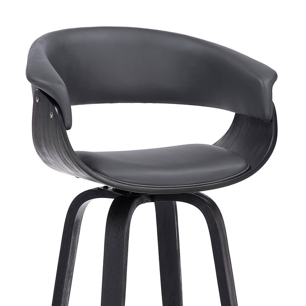 Gray Faux Leather and Black Wood Swivel Counter Stool
