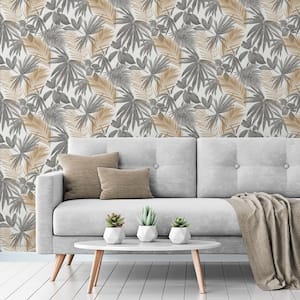 Wild Palms Grey Textured Non-Pasted Wallpaper (Covers 56 sq. ft.)