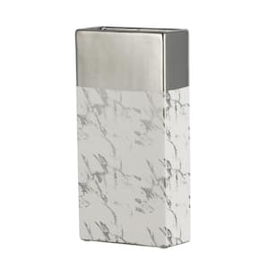 Modern Chic Silver and White Tall Ceramic Vase