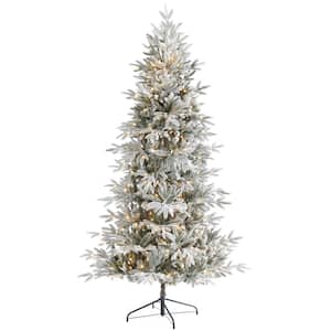 7.5 ft. Pre-Lit Flocked Manchester Spruce Artificial Christmas Tree with 450 Clear Lights