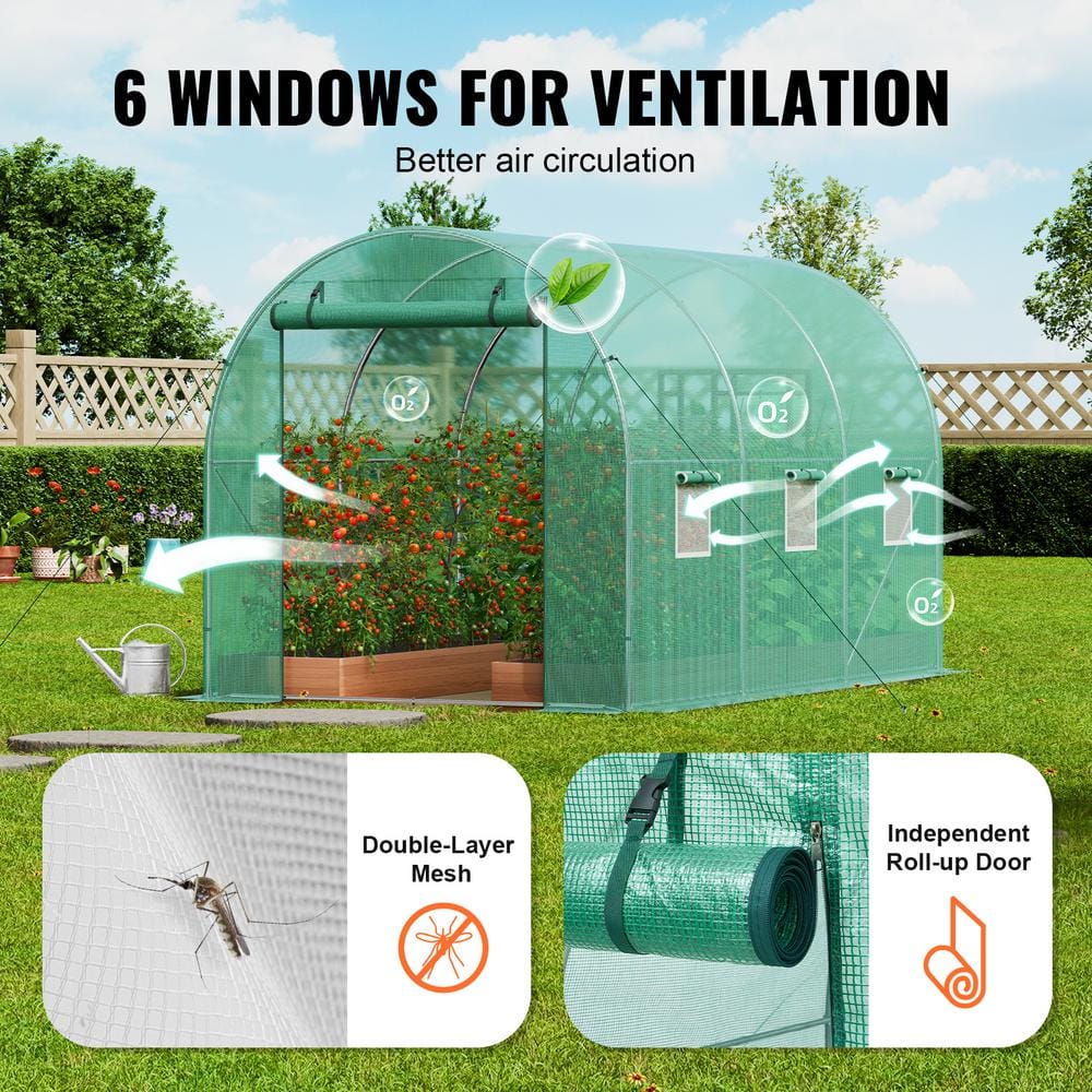 Large Green Walk-In Tunnel Greenhouse with Galvanized Steel Frame