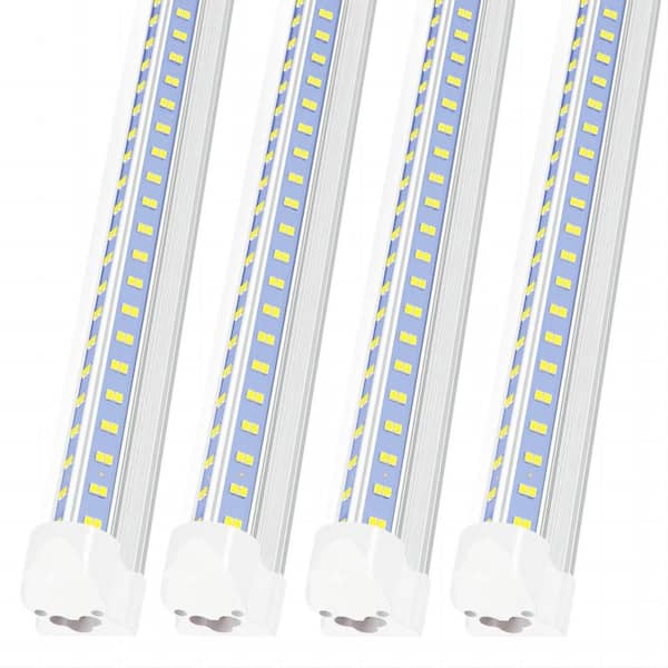 4 ft. 50-Watt Integrated LED Clear White Linkable V-Shape Shop Light for Garage Workshop Warehouse (4-Pack)