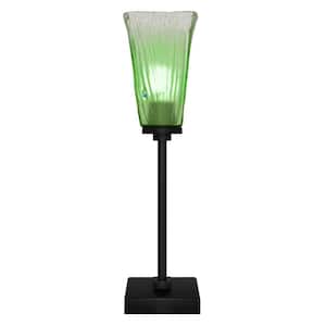 Quincy 18.25 in. Matte Black Accent Lamp with Glass Shade
