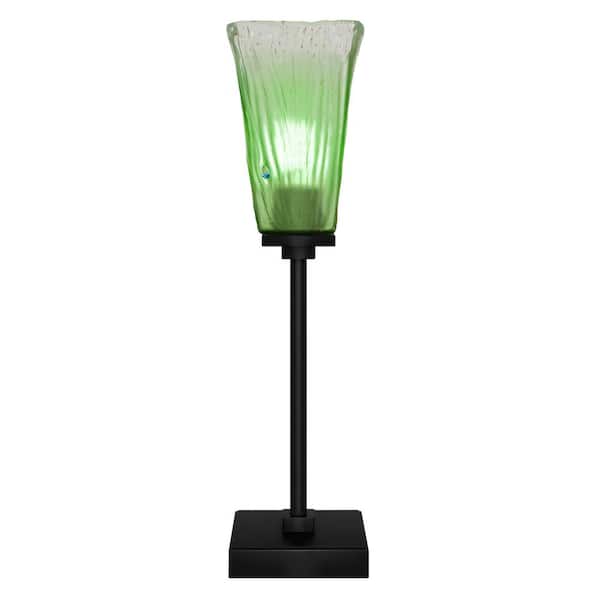 Unbranded Quincy 18.25 in. Matte Black Accent Lamp with Glass Shade