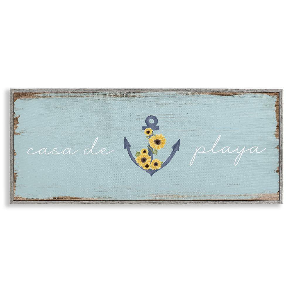Beach House with Anchor by Lil' Rue Gray Framed Nature Giclee Art Print 13 in. x 30 in. price history on PriceWatchPro