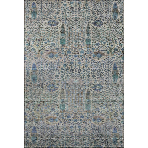 Mayfield Premium Machine Washable Abstract AMF2053 Brown 3 ft. x 5 ft. Area Rug