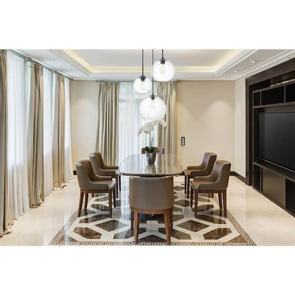 Timeless Home Burns 3-Light Black Pendant w/7.9 in./9.8 in./11.8 in. W x 7.1 in./8.9 in./10.6 in. H Clear Glass Shade