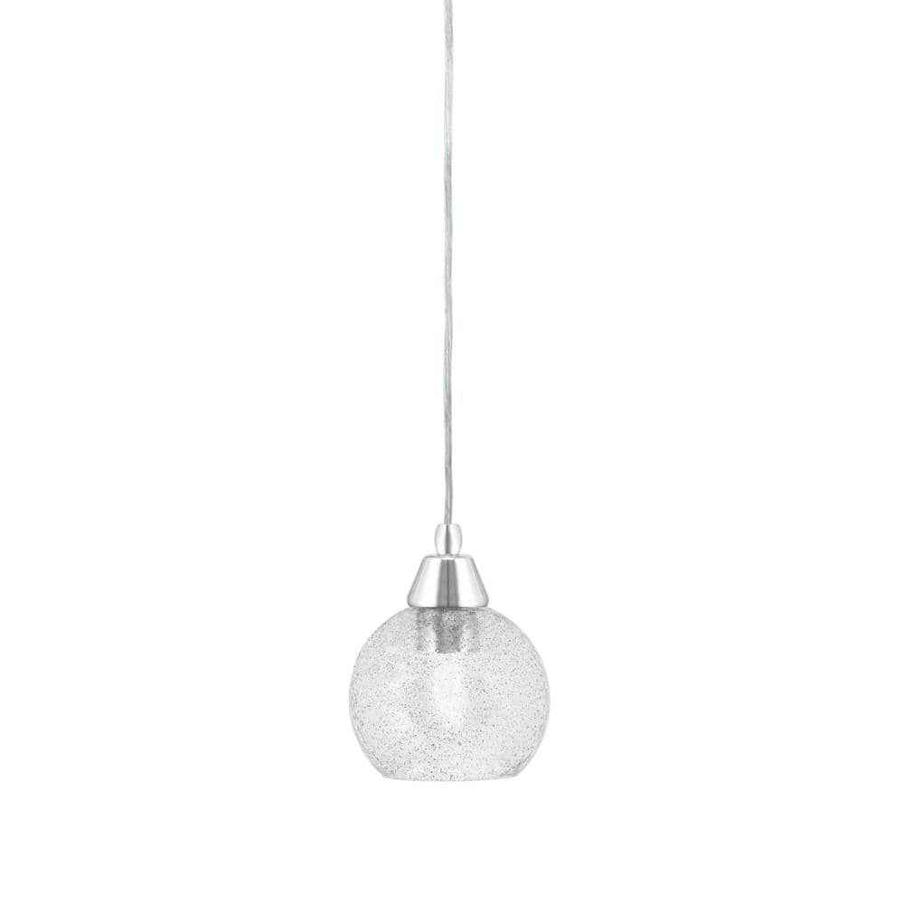 Bryson 5.75 in. 1-Light Chrome Cord Pendant Light with 5.75 in. Smoke Bubbl