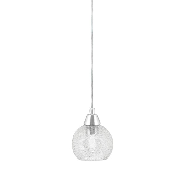 Unbranded Bryson 5.75 in. 1-Light Chrome Cord Pendant Light with 5.75 in. Smoke Bubble Glass Shade, no bulb included