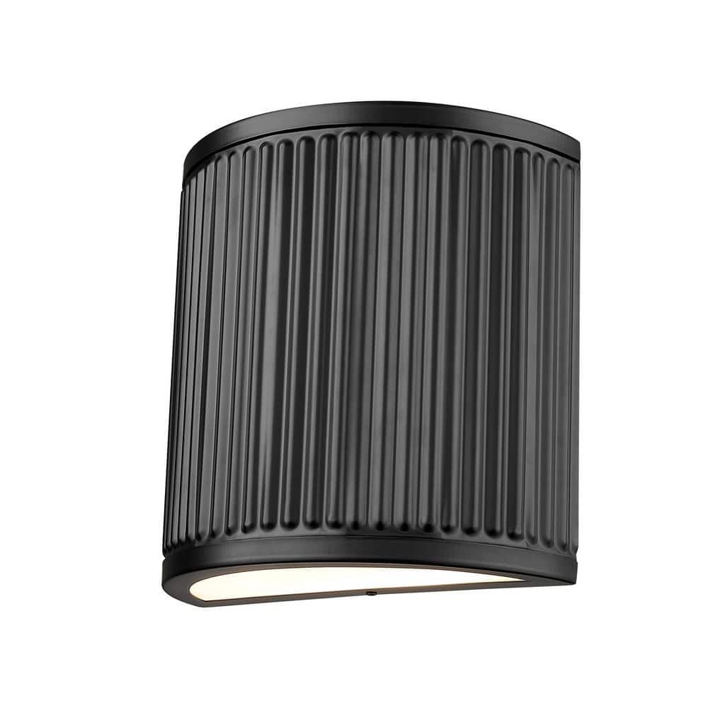 Stari 8 in. Matte Black Integrated LED 1 Light Wall Sconce with Frosted Acr