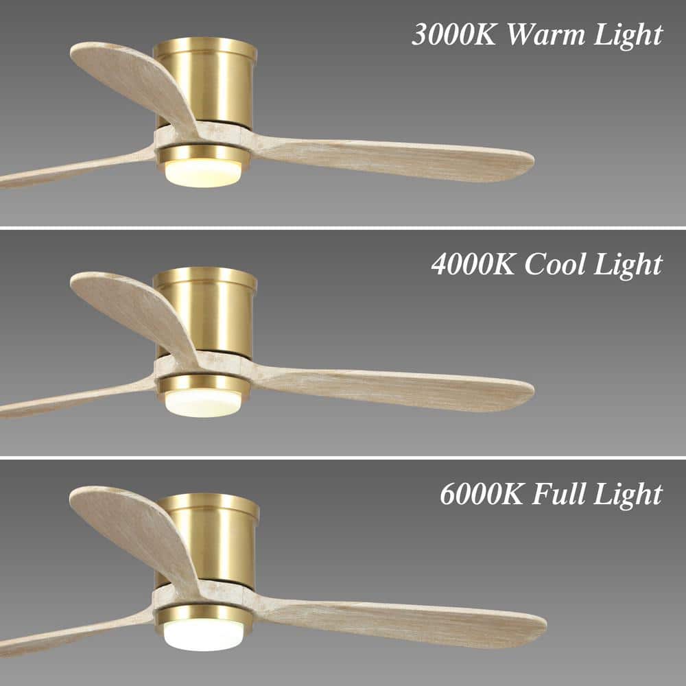 Golden Low Profile Ceiling Fan with LED Light and Remote