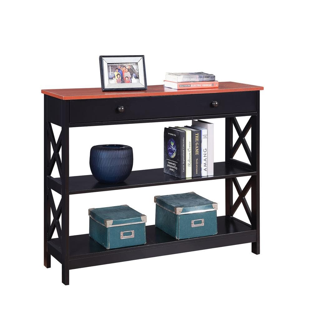 Oxford Cherry & Black Wood Console Table with Storage