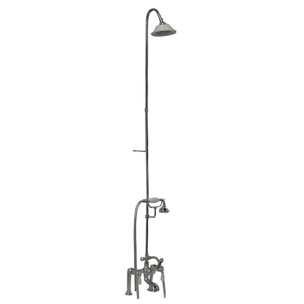 Barclay Products 3-Handle Claw Foot Tub Faucet with Riser, Hand Shower and Showerhead in Chrome