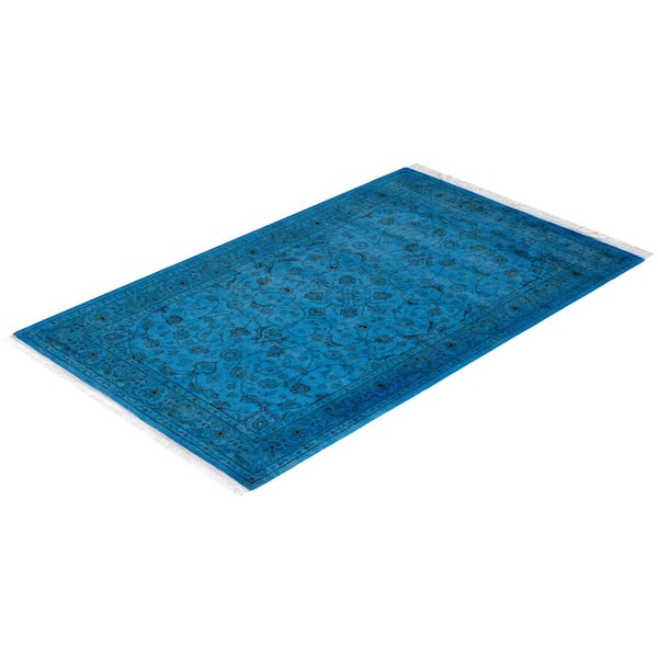 Overdyed Blue 3 ft. 1 in. x 5 ft. 1 in. Wool Indoor Area Rug