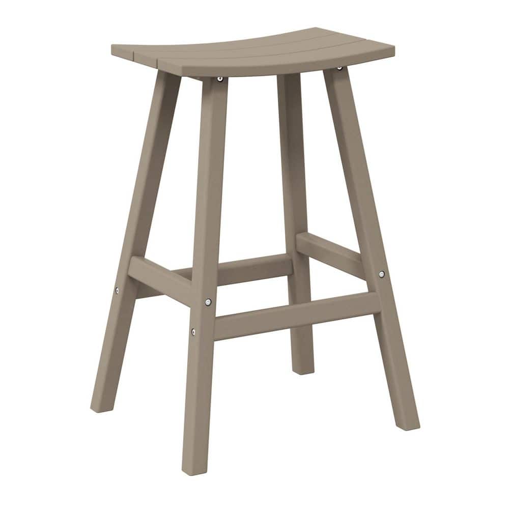 Franklin Weathered Wood 29 in. Poly HDPE Fade Resistant Outdoor Patio Saddle Seat Pub Height Bar Stool price history on PriceWatchPro