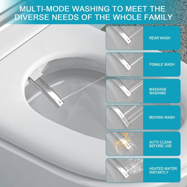 WELLFOR MT4 Elongated Heated Seat Bidet Toilet with Foot Sensor Flush and LED Night Light