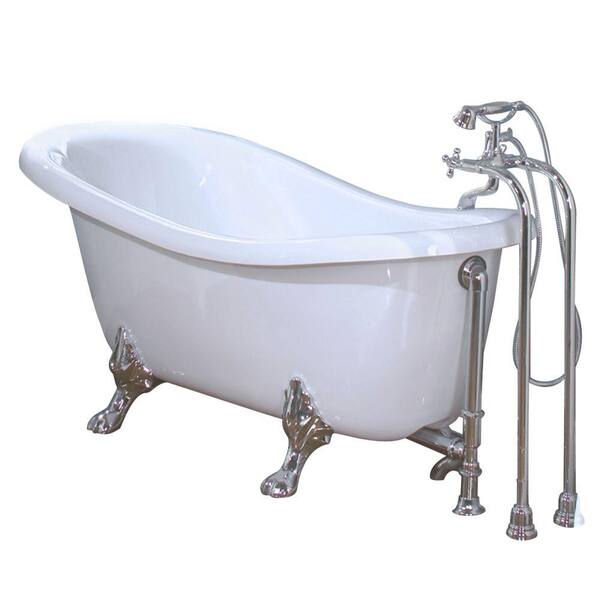 MAAX Daydream 5.5 ft. Acrylic Claw Foot Oval Tub in White with Chrome Feet