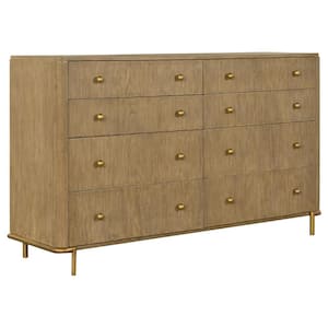 Brown 8-Drawer 63 in. Wide Dresser Without Mirror