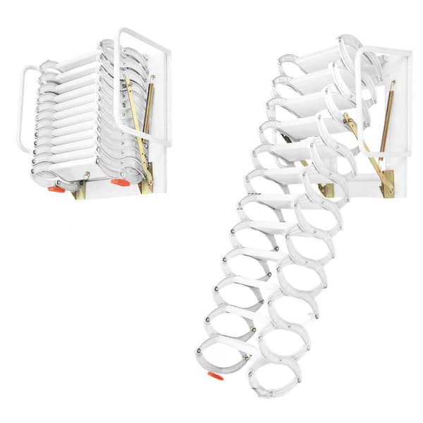 12 ft. Wall-Mounted Folding Aluminum Attic Ladder with 12 Steps