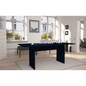 NoMad Modern Tatiana Midnight Blue Wood 67.91 in. Double Pedestal Dining Table Seats 6