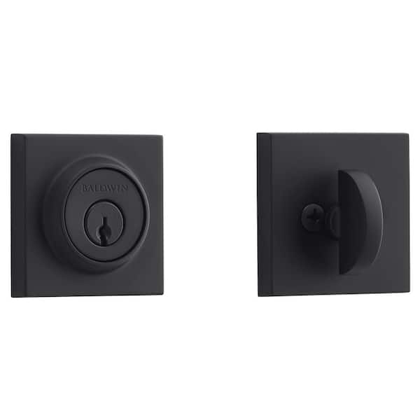 Baldwin Reserve Satin Black Single Cylinder Contemporary Square Deadbolt with 6AL Latch and Dual Strike