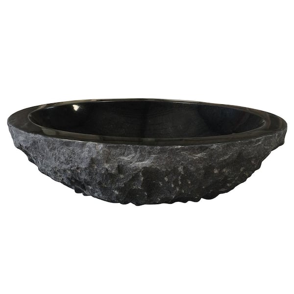 Barclay Products Hubbard in Polished Black Granite Chiseled Vessel Sink